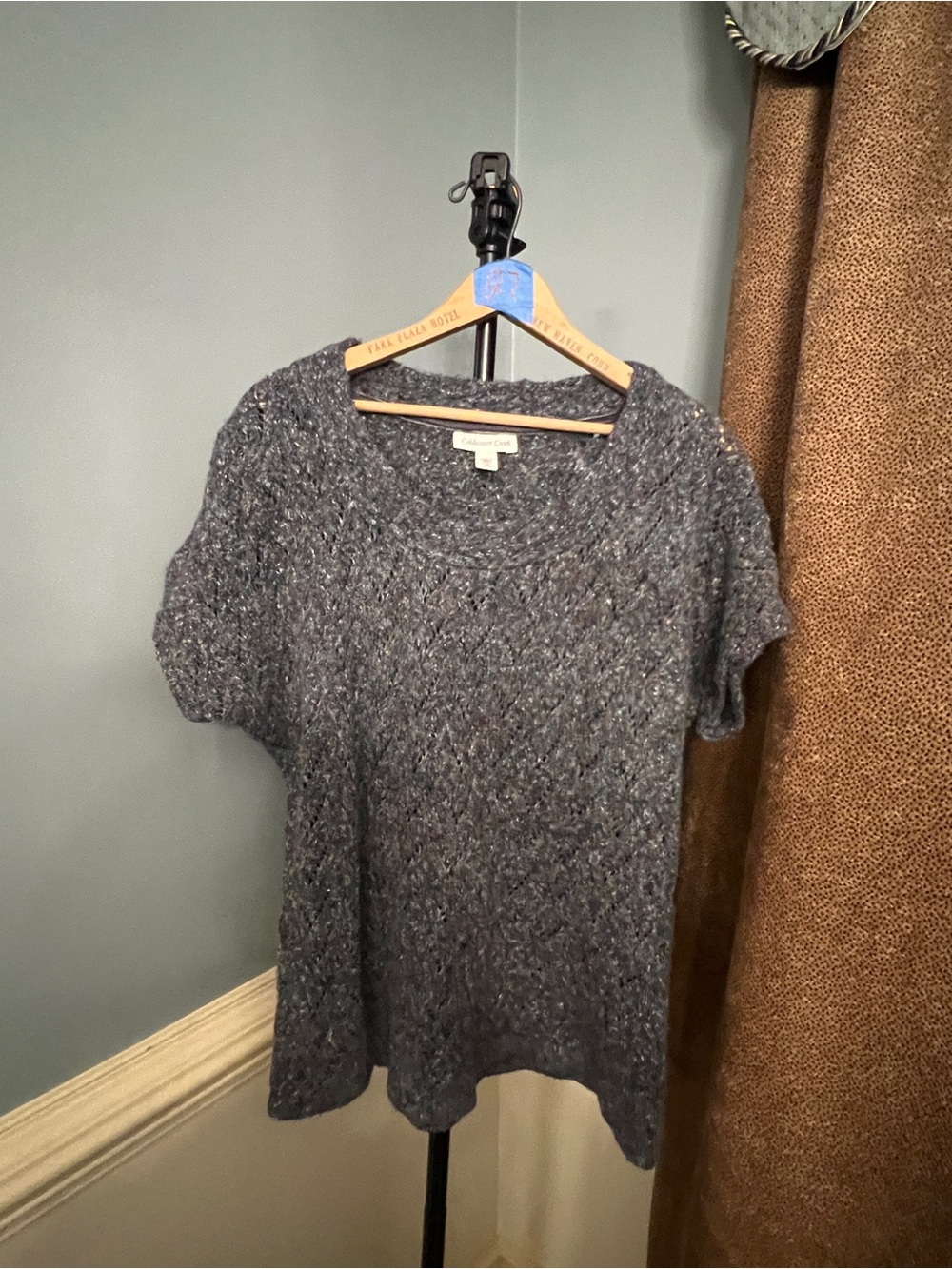 Coldwater Creek Heathered Charcoal Multicolor Knit Sweater